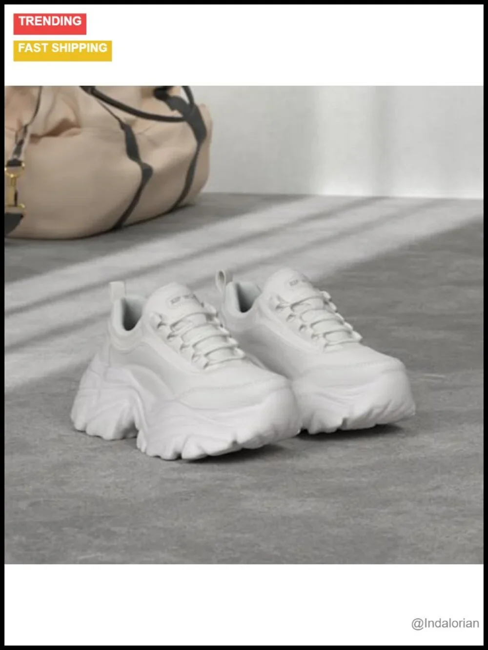 Women Chunky Sneakers Platform Lace Up PU Leather Dad Shoes